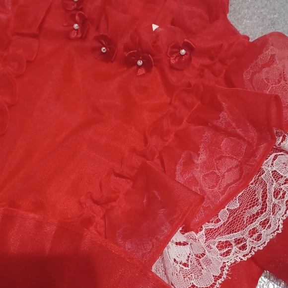 Vintage Kandy Ann Red Sheer Frilly, Ruffle, Lace Little Girls Party dress SZ 5? - Picture 10 of 10